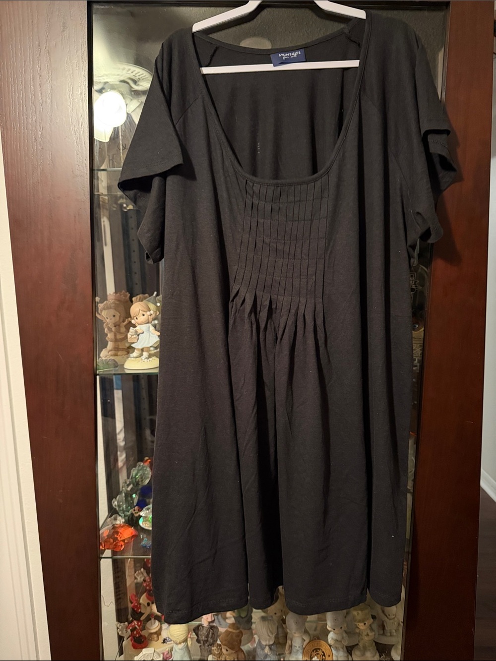 Swimsuits For All Black Pleated Scoop Neck Coverup
